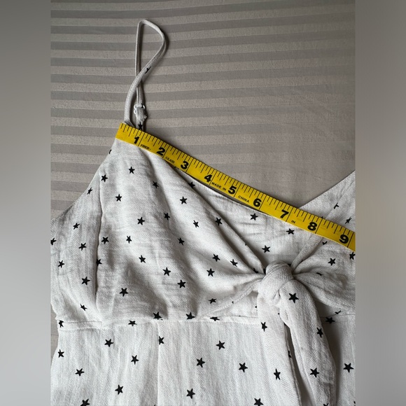 Aqua•tie front spaghetti strap mini dress•medium•rayon blend•black & white stars - Picture 5 of 16